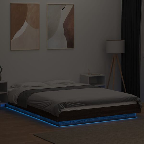 vidaXL Bedframe met LED-verlichting bruin eikenkleurig 120x200 cm