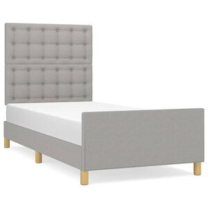 vidaXL Bedframe met hoofdeinde stof lichtgrijs 90x200 cm