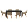 vidaXL Tuin eettafelset met kussen 7 pcs Beige poly rattan