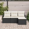 vidaXL Bankstel met kussen 4 pcs Zwart poly rattan