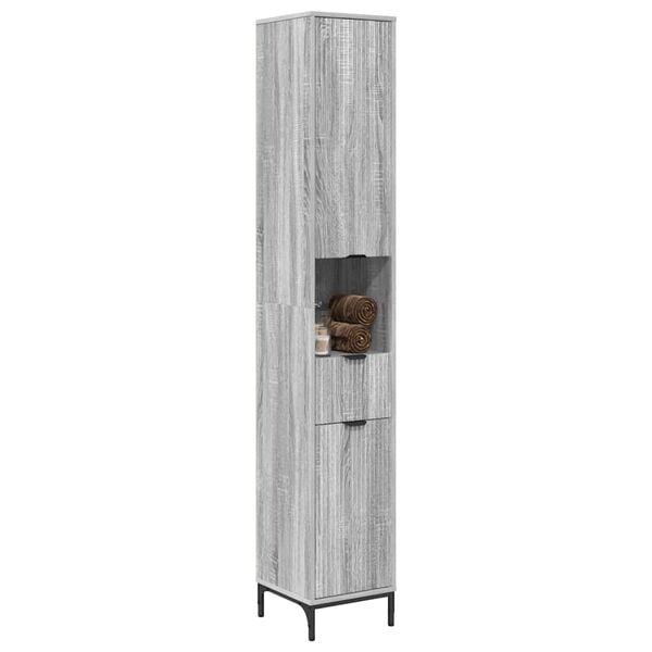 vidaXL Badkamer Kast met lade Grijs Sonoma 31,5 x 33 x 190 cm