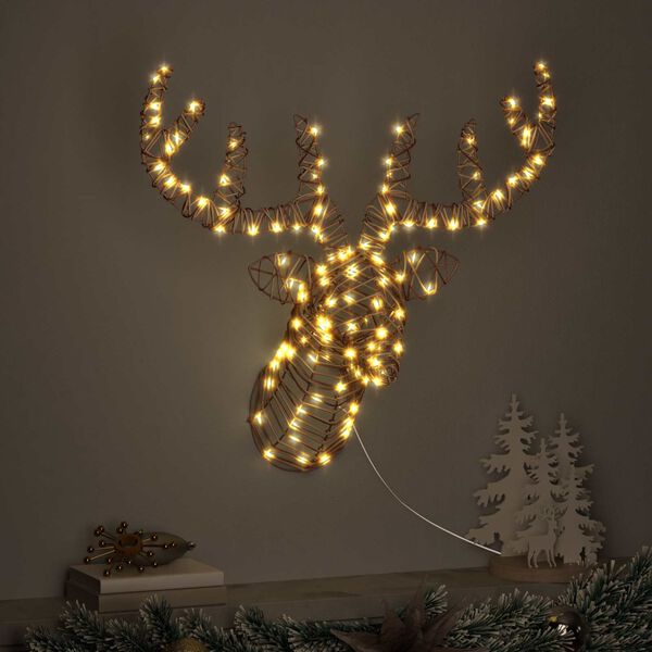 vidaXL Rendier trek slede Warmwit 68 x 36,5 x 62,5 cm Rattan