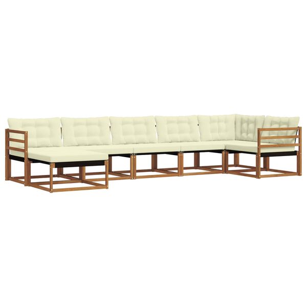 vidaXL Buiten bankenset 21 pcs Natuurlijk en Cr&egrave;me Massief Acaciahout