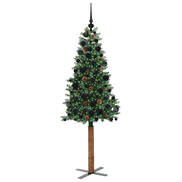 vidaXL Slanke Kerstboom Groen 180 cm PVC en massief dennenhout