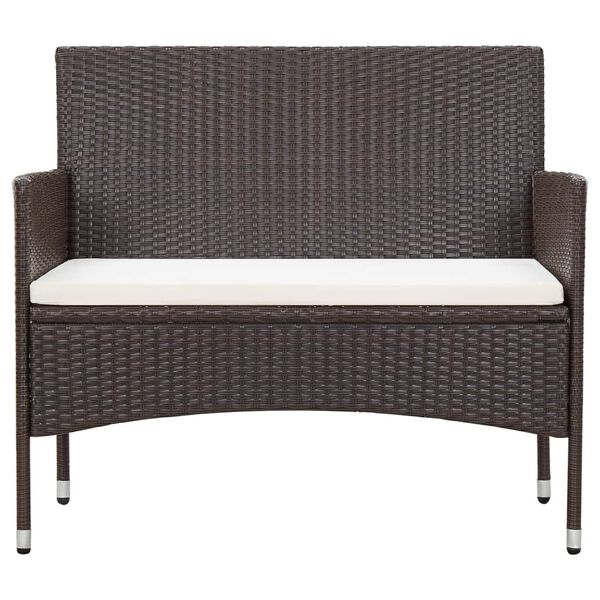 vidaXL 4-delige Loungeset met kussens poly rattan bruin