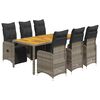 vidaXL 7-delige Bistroset met kussens poly rattan grijs