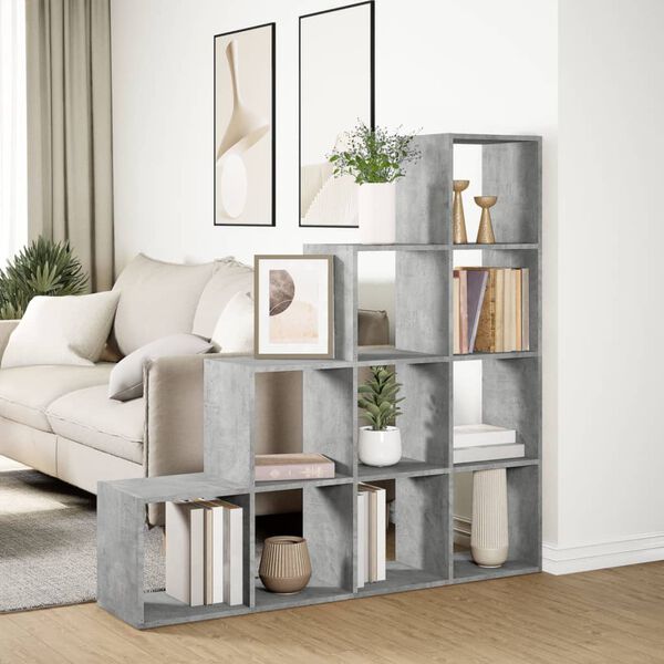 vidaXL Kamerscherm / boekenkast 4-laags 131,5x29x131,5 cm hout grijs