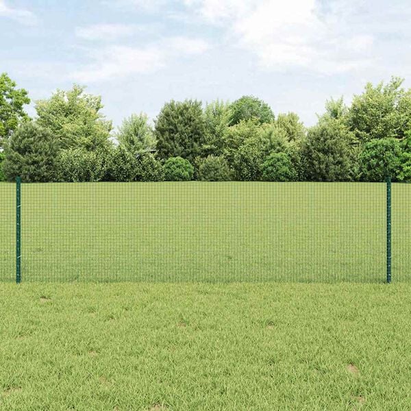 vidaXL Hek met Paal Groen 0,6 x 25 m Staal en PVC