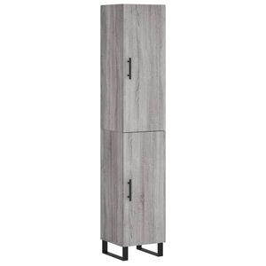 vidaXL Hoge kast 34,5x34x180 cm bewerkt hout grijs sonoma eikenkleurig