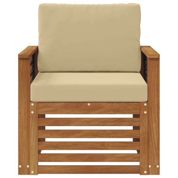 vidaXL Buiten bankenset Massief Acaciahout en Polyester Naturel