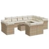 vidaXL 13-delige Loungeset met kussens poly rattan beige