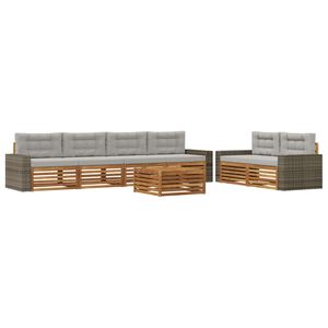 vidaXL Buiten bankenset 7 st Naturel en lichtgrijs Polyester