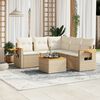 vidaXL 6-delige Loungeset met kussens poly rattan beige