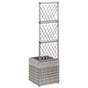 vidaXL Latwerkplantenbak verhoogd met 1 pot 30x30x107 cm rattan grijs