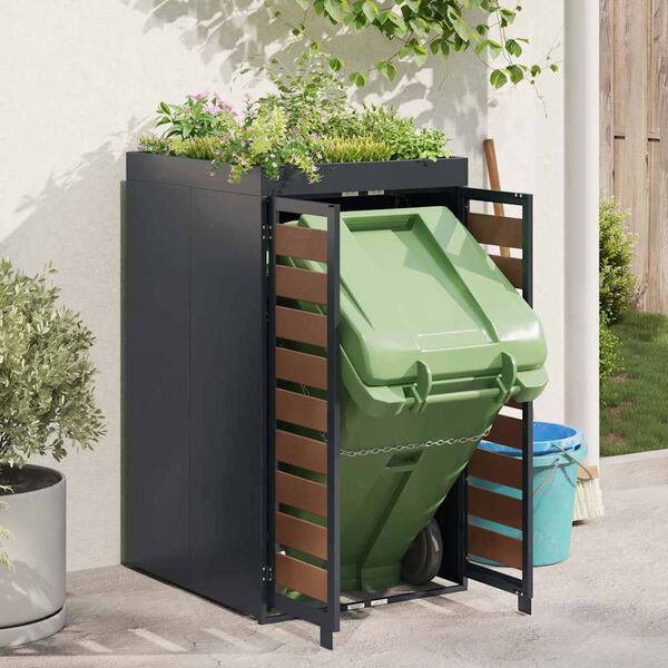 vidaXL Afvalcontaineropslag met plantenbakdak voor 240L container