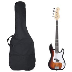 vidaXL Basgitaar voor beginners elektrisch met tas 4/4 46" bruin wit