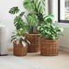 vidaXL Plantenmand met opslag 3 pcs Bruin Kubu Rattan