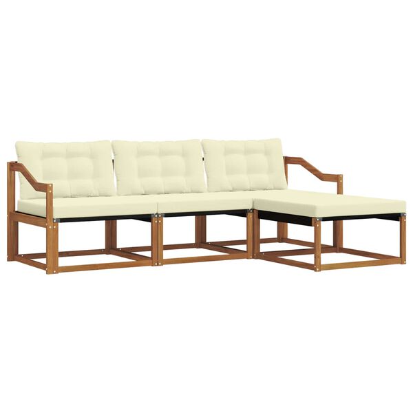 vidaXL Buiten bankenset met kussen 4 pcs Natuurlijk en Cr&egrave;me