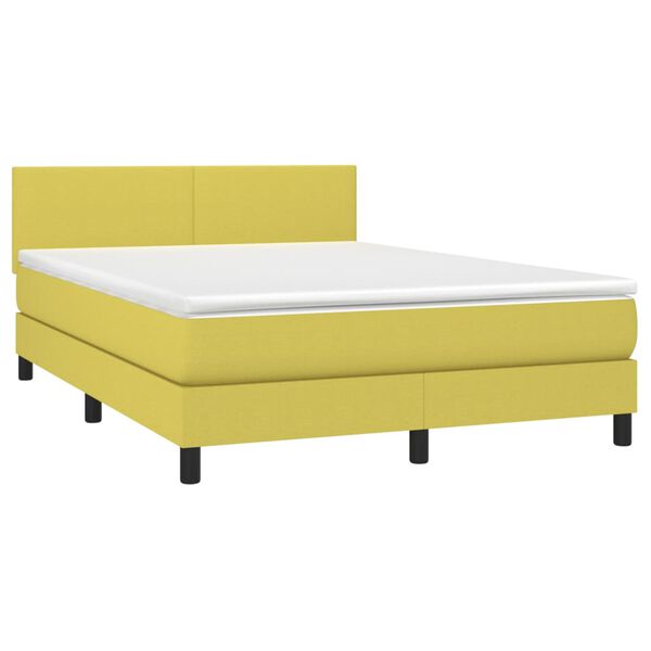 vidaXL Boxspring met matras en LED stof groen 140x190 cm