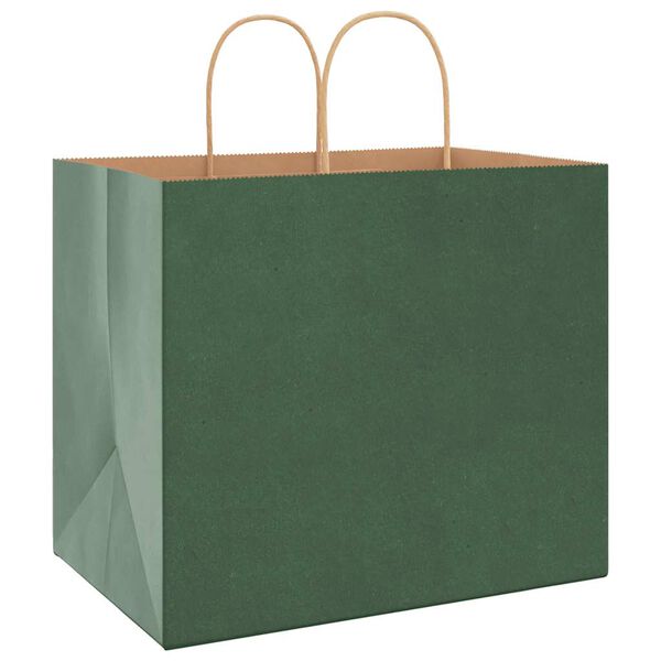 vidaXL Papieren zakken 250 st met hengsels 32x22x28 cm groen