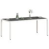vidaXL Tuintafel met glazen blad 190x90x75 cm poly rattan wit