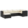 vidaXL 6-delige Loungeset met kussens poly rattan zwart