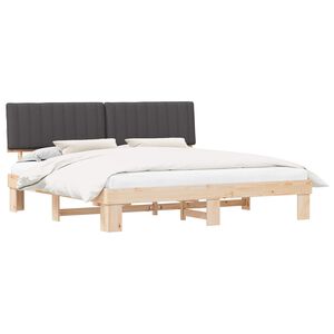 vidaXL Bedframe met Gevoerd Hoofdgedeelte Donkergrijs 200 x 200 cm