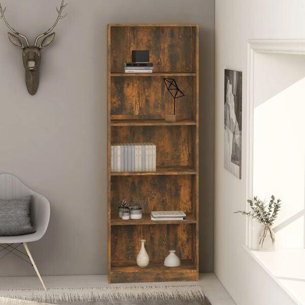 vidaXL Boekenkast 60x24x175 cm bewerkt hout gerookt eikenkleurig