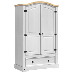 vidaXL Kledingkast CORONA Wit 101 x 52 x 170 cm Massief grenenhout
