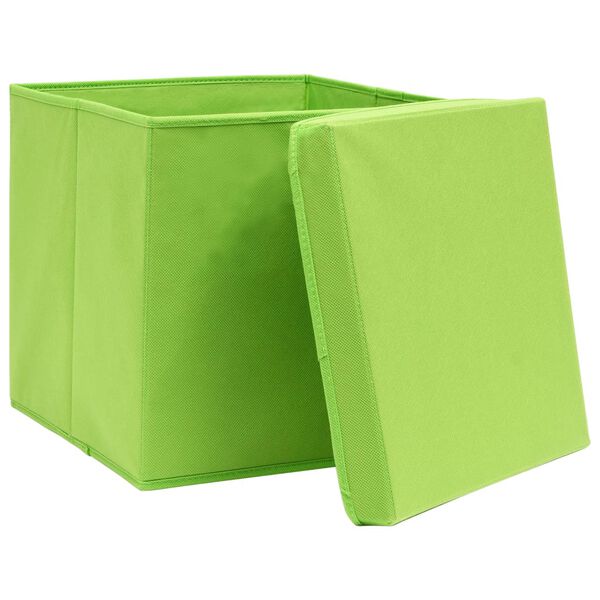 vidaXL Opbergboxen met deksel 10 st 28x28x28 cm groen
