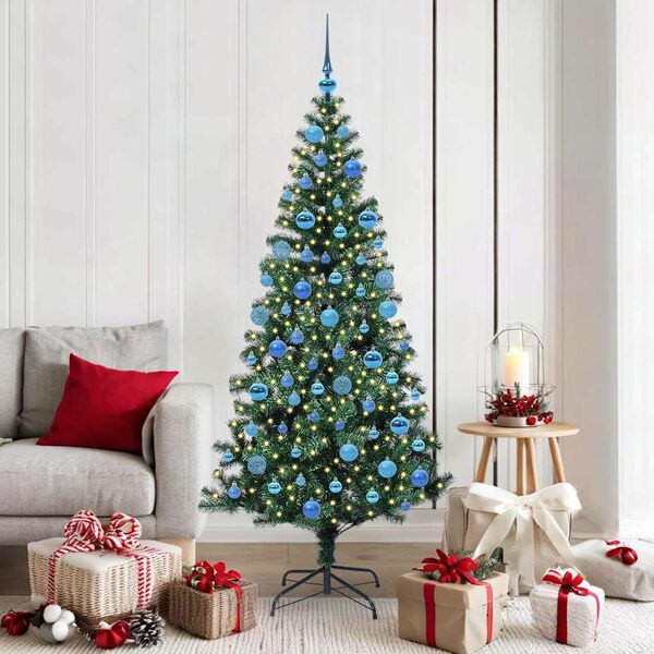 vidaXL Kunstmatig Voorverlicht Kerstboom met 300 LED Groen 180 cm PVC