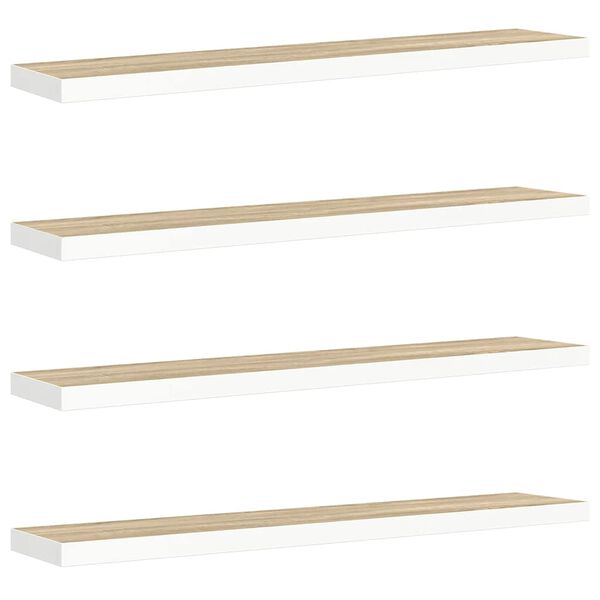 vidaXL Wandschappen zwevend 4 st 120x23,5x3,8 cm MDF eikenkleurig wit