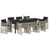 vidaXL Tuin eettafelset 9 pcs Lichtgrijs poly rattan