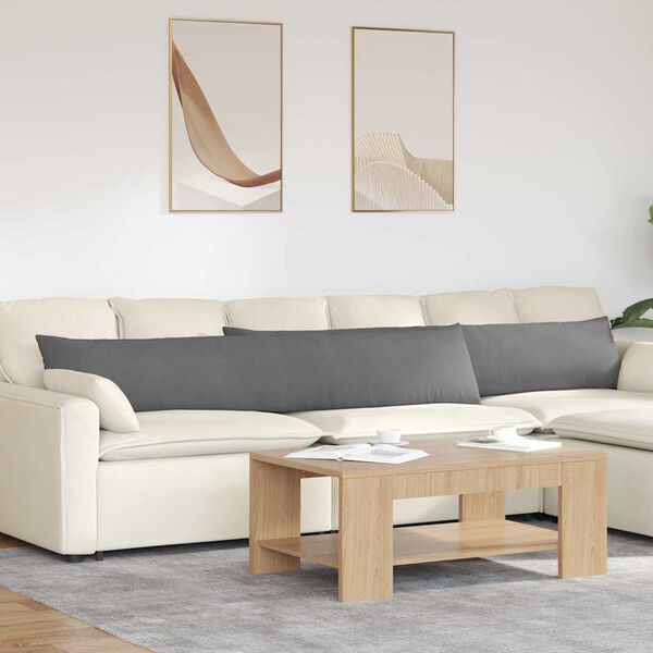 vidaXL Sofa Kussens 2 stuks Donkergrijs 200 x 40 cm Stof