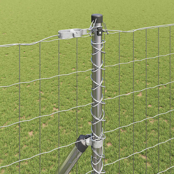 vidaXL Hek met Paal Zilver 1,5 x 10 m Staal en PVC