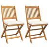 vidaXL Opvouwbare stoel met kussen 2 pcs Bruin Massief acaciahout