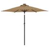 vidaXL Parasol met LED's en stalen paal 225x225x212 cm taupe