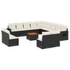 vidaXL 14-delige Loungeset met kussens poly rattan zwart