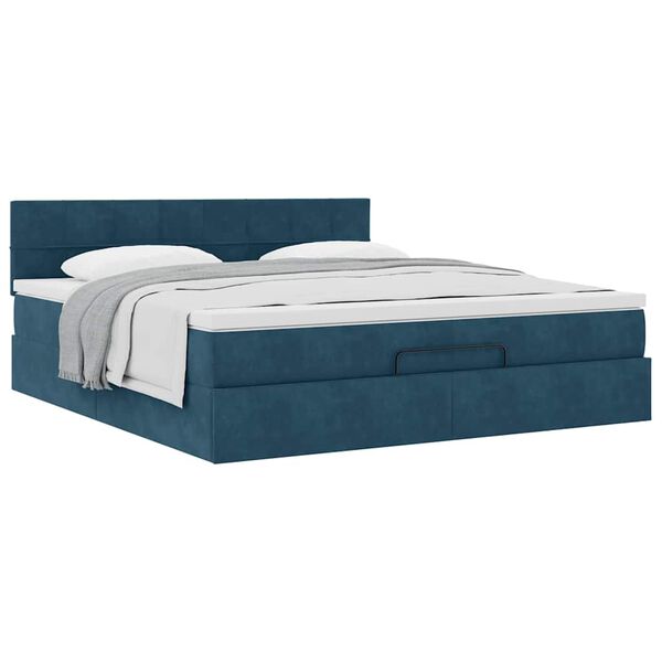 vidaXL Ottoman bed met matras 160x200cm fluweel donkerblauw