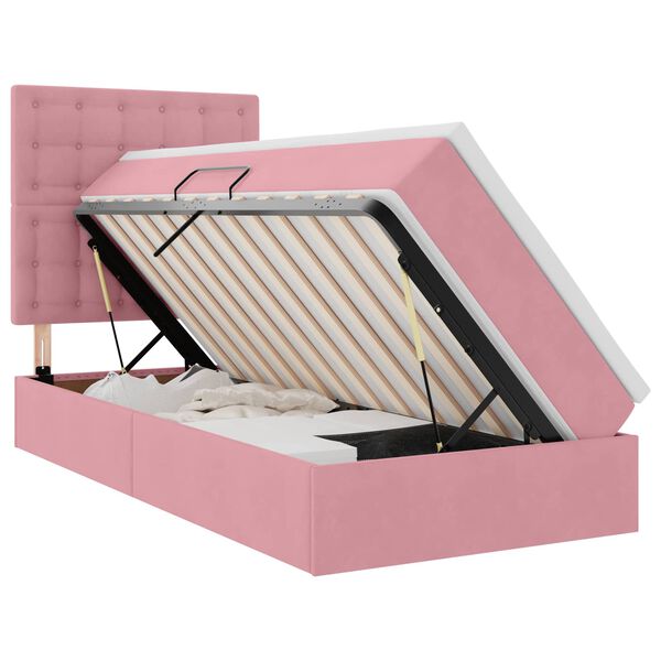 vidaXL Opslag bed met matras met matras Roze 90 x 200 cm Fluweel