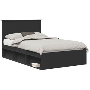 vidaXL Bedframe met hoofdeinde Zwart 120 x 200 cm Massief grenenhout