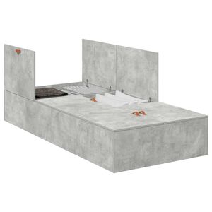 vidaXL Opbergbedframe met opslag Beton Grijs 90 x 190 cm Bewerkt hout