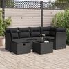 vidaXL 6-delige Loungeset met kussens poly rattan zwart