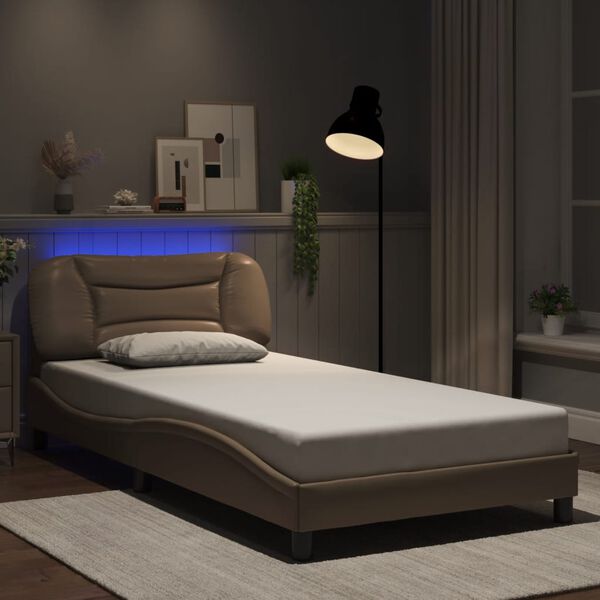 vidaXL Bedframe met LED zonder matras "Hvar" cappuccino 100x200 cm