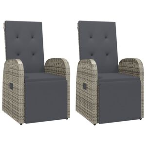 vidaXL Tuinstoelen 2 st verstelbaar met kussens poly rattan grijs