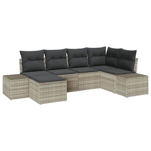 vidaXL Tuin Sofa Set met kussen 6 pcs Lichtgrijs poly rattan