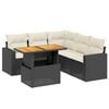 vidaXL 6-delige Loungeset met kussens poly rattan zwart