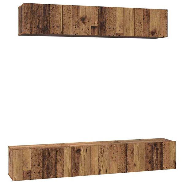 vidaXL Tv-meubelset Wandgemonteerd 5 pcs Oud Hout Bewerkt hout
