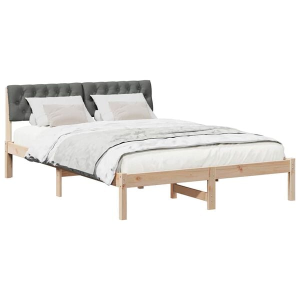 vidaXL Bedframe Bruin en donkergrijs 160 x 200 cm Massief grenenhout