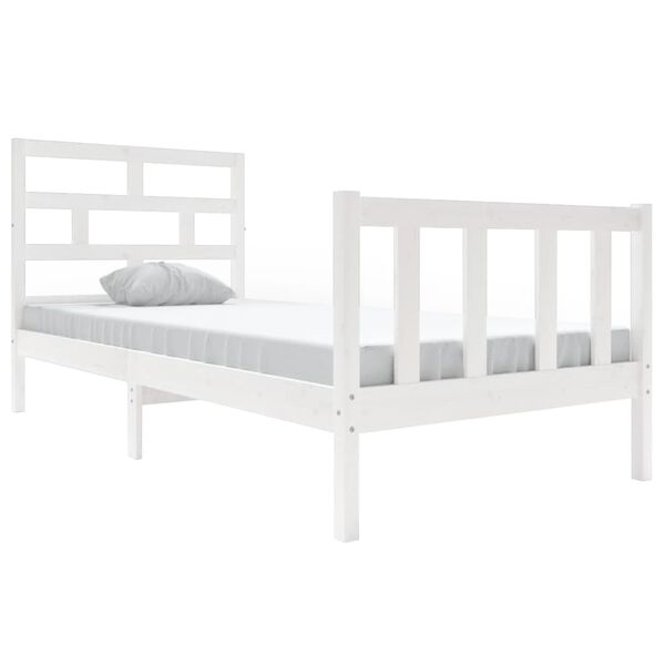 vidaXL Bedframe massief grenenhout wit 90x190 cm